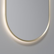 AURA LED SENSOR DEMISTER MIRROR - OVAL - 500X1050 - BRUSHED BRASS