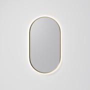 AURA LED SENSOR DEMISTER MIRROR - OVAL - 500X1050 - BRUSHED BRASS
