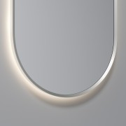 AURA LED SENSOR DEMISTER MIRROR - OVAL - 500X1050 - BRUSHED NICKLE