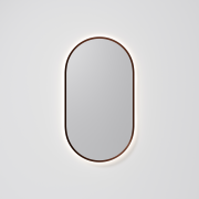 AURA LED SENSOR DEMISTER MIRROR - OVAL - 500X1050 - BRUSHED BRONZE