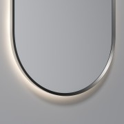 AURA LED SENSOR DEMISTER MIRROR - OVAL - 500X1050 - GUN METAL
