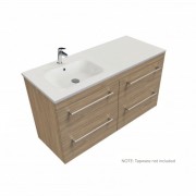 1200 Citi Wall Hung Single Left Hand Offset Basin Vanity (4 Drawer) - Specify Colour & Basin