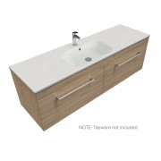 1500 Citi Wall Hung Single Via Basin Vanity (2 Drawer) - Specify Colour & Basin