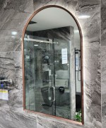 CODE SOLACE LED DEMISTER MIRROR - ARCH - 600X900MM - BRUSHED COPPER