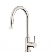 Purity Minimal Gooseneck Pulldown Sink Mixer Brushed Stainless