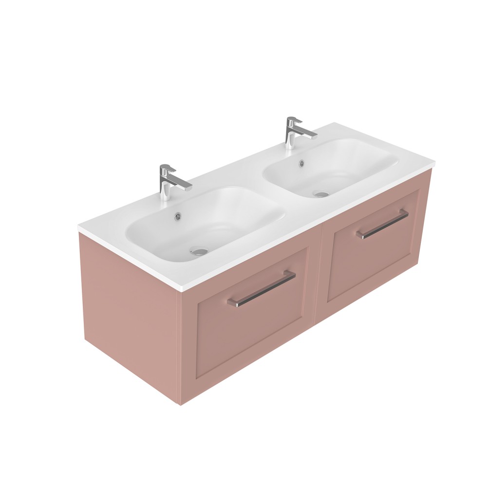 1200 Francisco Wall Hung Double Basin Vanity (2 Drawer) - Specify Colour & Drawer Front & Basin