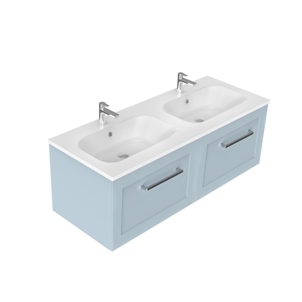1200 Francisco Wall Hung Double Basin Vanity (2 Drawer) - Specify Colour & Drawer Front & Basin