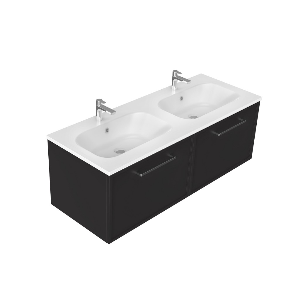 1200 Francisco Wall Hung Double Basin Vanity (2 Drawer) - Specify Colour & Drawer Front & Basin