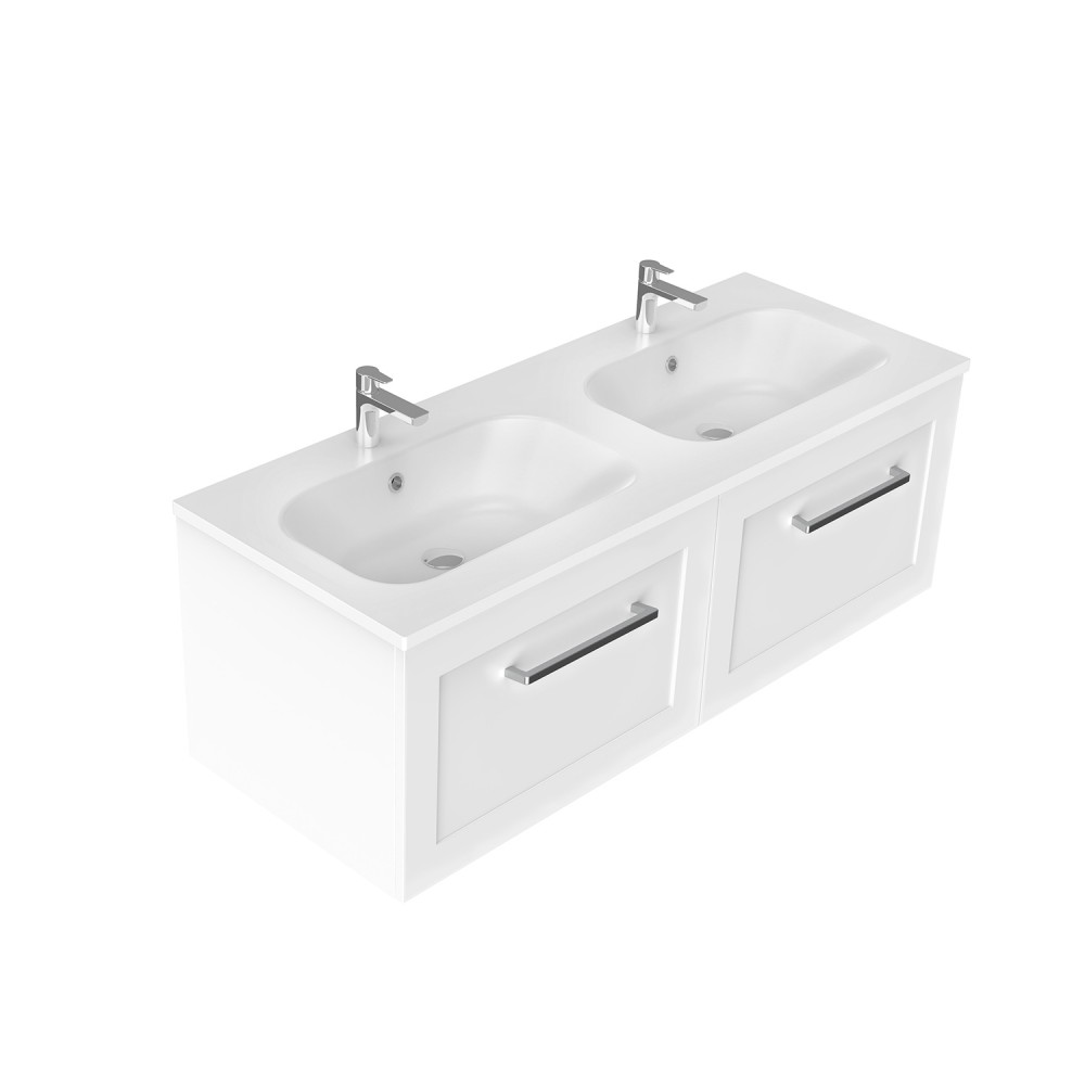 1200 Francisco Wall Hung Double Basin Vanity (2 Drawer) - Specify Colour & Drawer Front & Basin