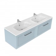 1500 Francisco Wall Hung Double Basin Vanity (2 Drawer) - Specify Colour & Drawer Front & Basin