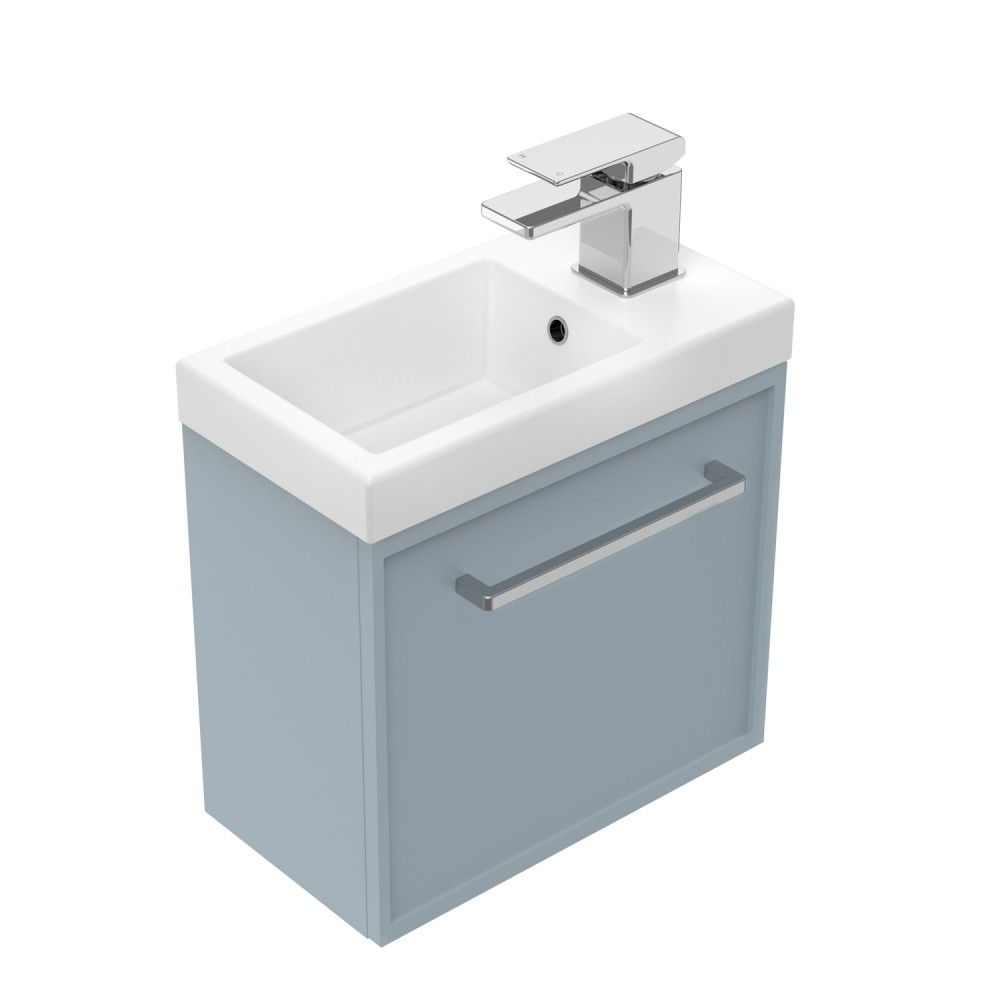 400 Francisco Wall Hung Left Hand Hinge Vanity (1 Door) - Specify Colour & Door Front & Basin