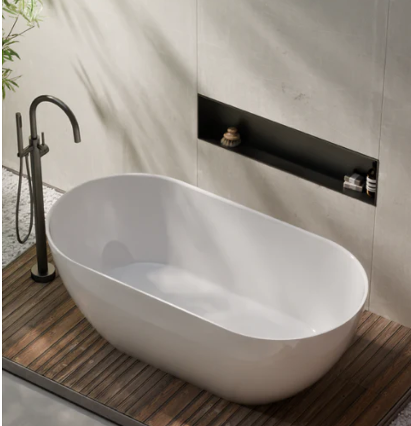 HALO SOLID SURFACE FREESTANDING BATH - 1500X750X560 - GLOSS WHITE