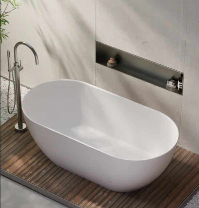 HALO SOLID SURFACE FREESTANDING BATH - 1500X750X560 - MATTE WHITE
