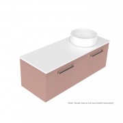 1200 Harrow Luxe Wall Hung Offset Right Basin Vanity (2 Drawer) - Specify Colour & Slab Top