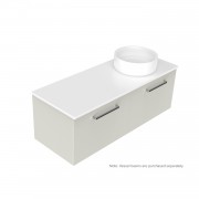 1200 Harrow Luxe Wall Hung Offset Right Basin Vanity (2 Drawer) - Specify Colour & Slab Top