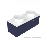 1200 Harrow Luxe Wall Hung Double Basin Vanity (2 Drawer) - Specify Colour & Slab Top