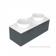 1200 Harrow Luxe Wall Hung Double Basin Vanity (2 Drawer) - Specify Colour & Slab Top