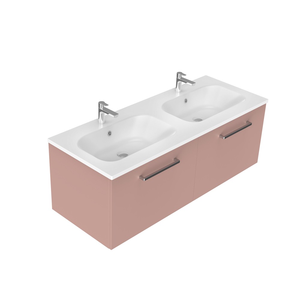 1200 Harrow Wall Hung Double Basin Vanity (2 Drawer) - Specify Colour & Basin