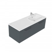 1200 Harrow Wall Hung Offset Right Basin Vanity (2 Drawer) - Specify Colour & Basin