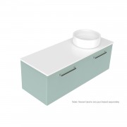 1200 Harrow Luxe Wall Hung Offset Right Basin Vanity (2 Drawer) - Specify Colour & Slab Top