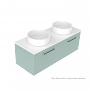 1200 Harrow Luxe Wall Hung Double Basin Vanity (2 Drawer) - Specify Colour & Slab Top