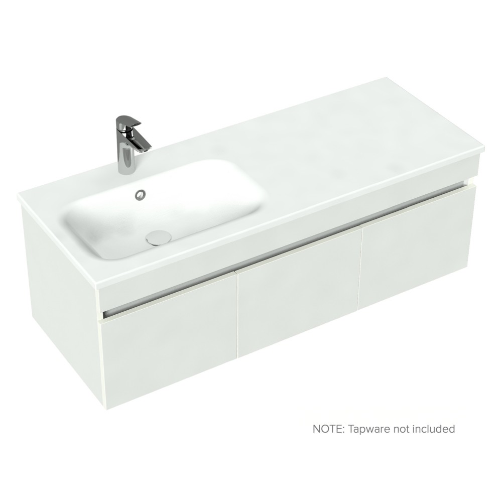 1200 Lexa Wall Hung Single Left Hand Offset Basin Vanity - Specify Colour & Basin