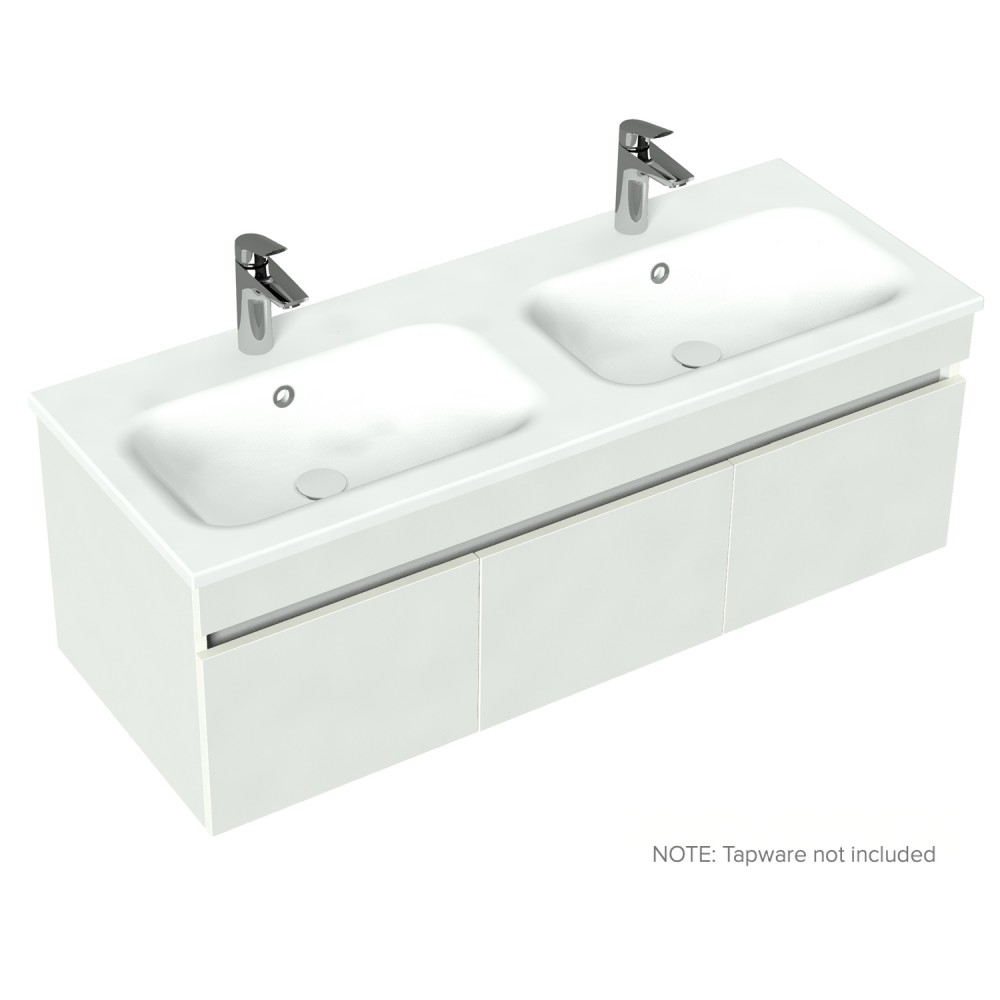 1200 Lexa Wall Hung Double Basin Vanity - Specify Colour & Basin