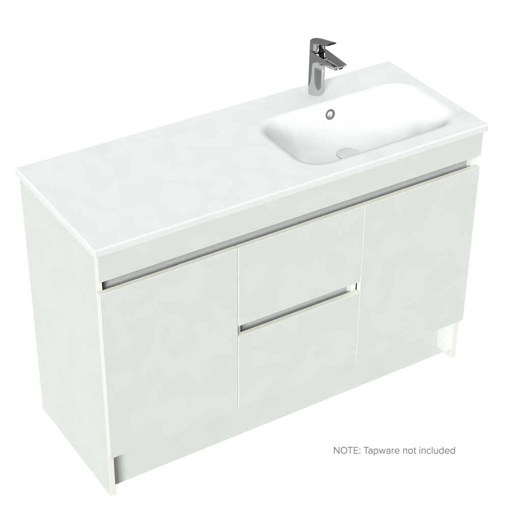 1200 Lexa Floor Standing Single Right Hand Offset Basin Vanity - Specify Colour & Basin
