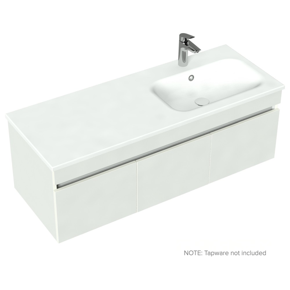 1200 Lexa Wall Hung Single Right Hand Offset Basin Vanity - Specify Colour & Basin