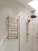 CODE LINEARE- HEATED TOWEL RAIL 240V/74W - 900HX500W - BRUSHED BRASS
