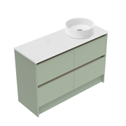 1200 Sahara Luxe Floor Standing Right Hand Offset Vanity (4 Drawer) - Specify Colour & Slap Top & Ca