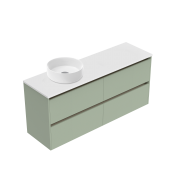 1500 Sahara Luxe Wall Hung Left Hand Offset Vanity (4 Drawer) - Specify Colour & Slap Top & Cabinet