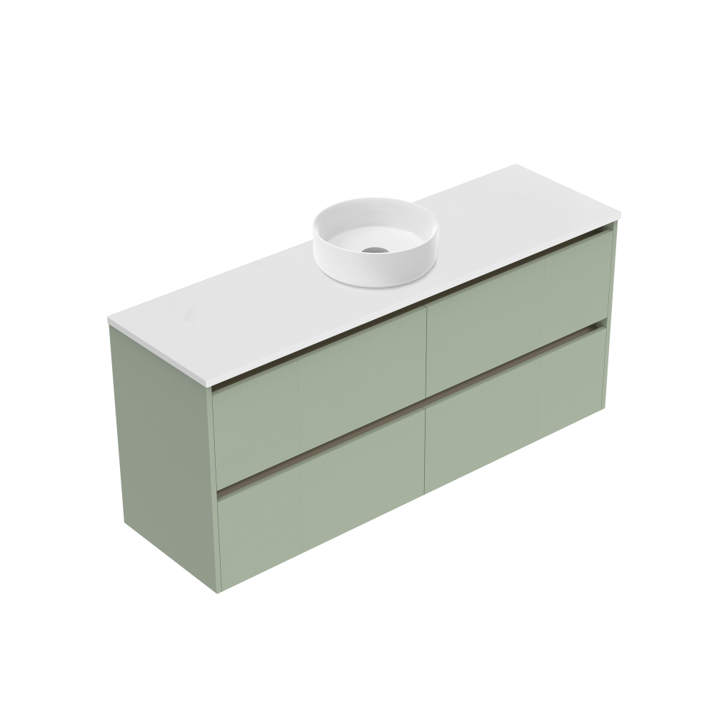1500 Sahara Luxe Wall Hung Single Basin Vanity (4 Drawer) - Specify Colour & Slap Top & Cabinet Styl