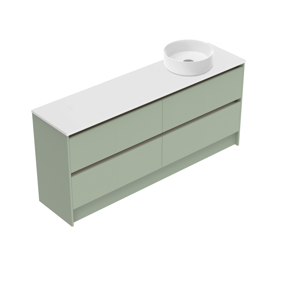 1800 Sahara Luxe Floor Standing Right Hand Offset Vanity (4 Drawer) - Specify Colour & Slap Top & Ca