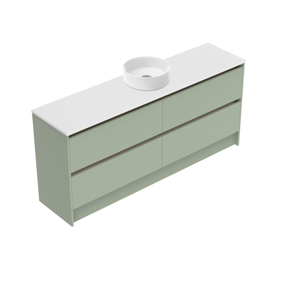 1800 Sahara Luxe Floor Standing Single Basin Vanity (4 Drawer) - Specify Colour & Slap Top & Cabine