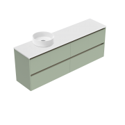 1800 Sahara Luxe Wall Hung Left Hand Offset Vanity (4 Drawer) - Specify Colour & Slap Top & Cabinet
