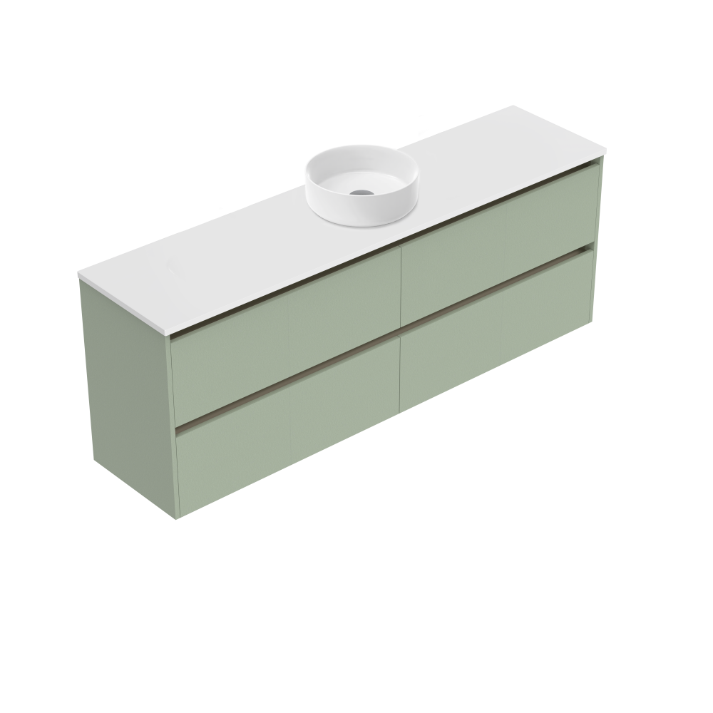 1800 Sahara Luxe Wall Hung Single Basin Vanity (4 Drawer) - Specify Colour & Slap Top & Cabinet Styl