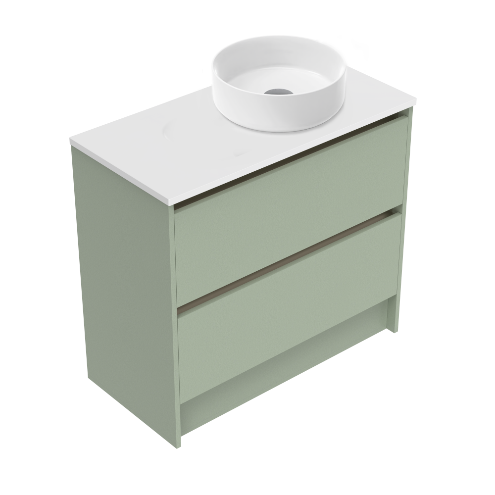 900 Sahara Luxe Floor Standing Right Hand Offset Basin Vanity (2 Drawer) - Specify Colour & Slap Top