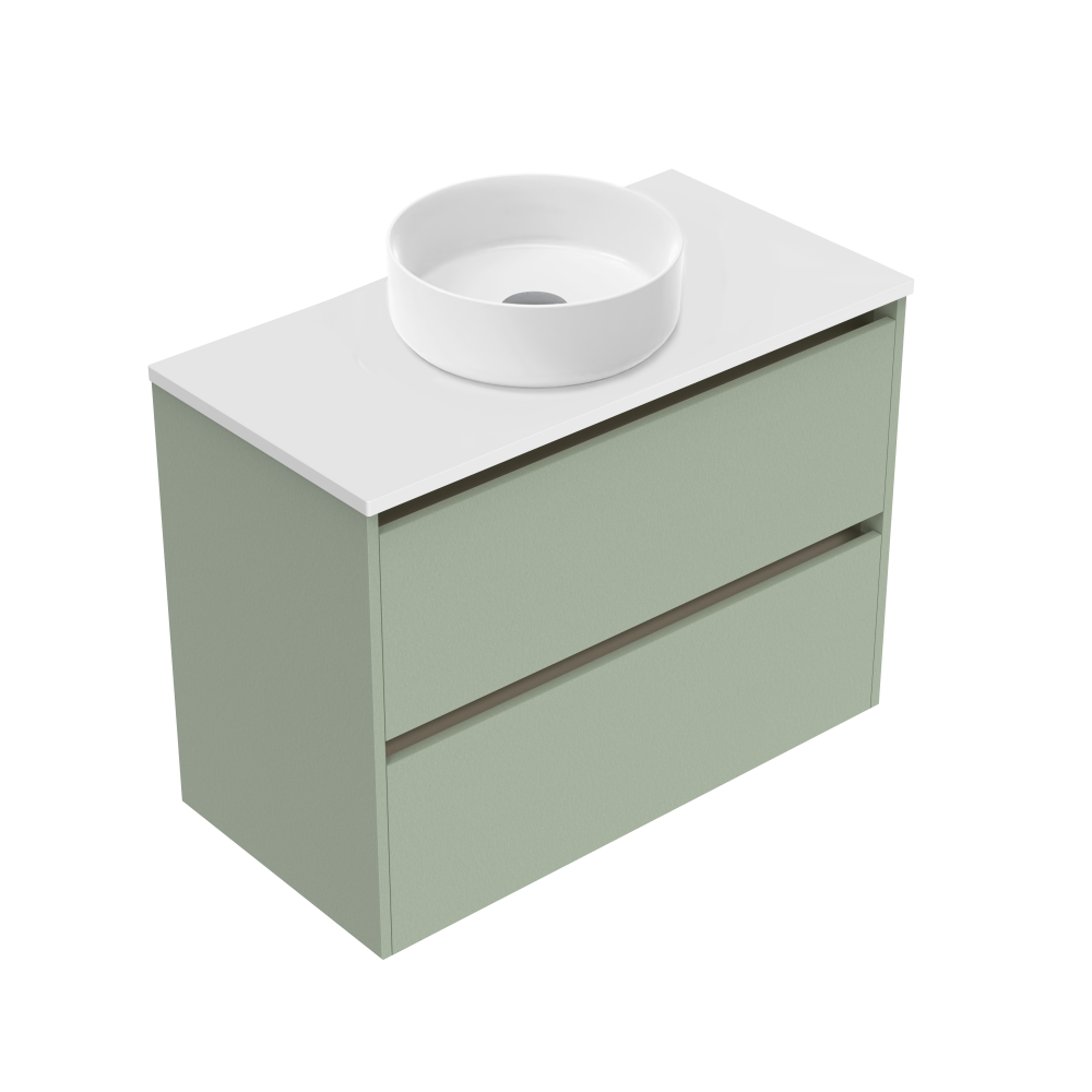 900 Sahara Luxe Wall Hung Vanity (2 Drawer) - Specify Colour & Slap Top & Cabinet Style