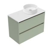 900 Sahara Luxe Wall Hung Right Hand Offset Basin Vanity (2 Drawer) - Specify Colour & Slap Top & Ca