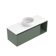 1200 Savanna Luxe Wall Hung Single Basin Vanity (1 Drawer, 1 Open Shelf Right) - Specify Colour & Sl