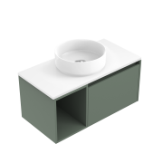 900 Savanna Luxe Wall Hung Single Basin Vanity (1 Drawer, 1 Open Shelf Left) - Specify Colour & Slab