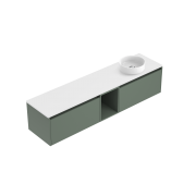 1800 Savanna Luxe Wall Hung Right Hand Offset Basin Vanity (2 Drawer, 1 Open Shelf) - Specify Colour