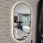 CODE SOLACE LED DEMISTER MIRROR - OVAL - 600X900MM - BRUSHED BRASS