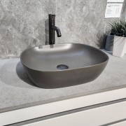 CODE PURE OVAL VESSEL BASIN - 465X375X115H - MATTE DARK GREY