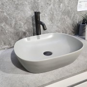 CODE PURE OVAL VESSEL BASIN - 465X375X115H - MATTE LIGHT GREY