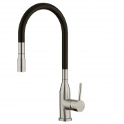 Purity Minimal Black Spout Pulldown Sink Mixer Black/Brushed Stainless