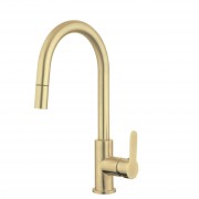 Purity Emotion Gooseneck Pull-Down Sink Mixer Brushed Brass (PVD)