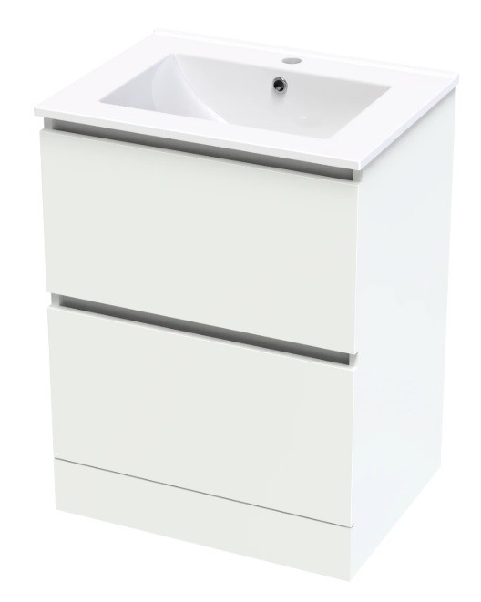 PACIFIC RISE 600 DOUBLE DRAWER FLOOR WHITE MELAMINE