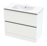 PACIFIC RISE 900 DOUBLE DRAWER FLOOR WHITE MELAMINE